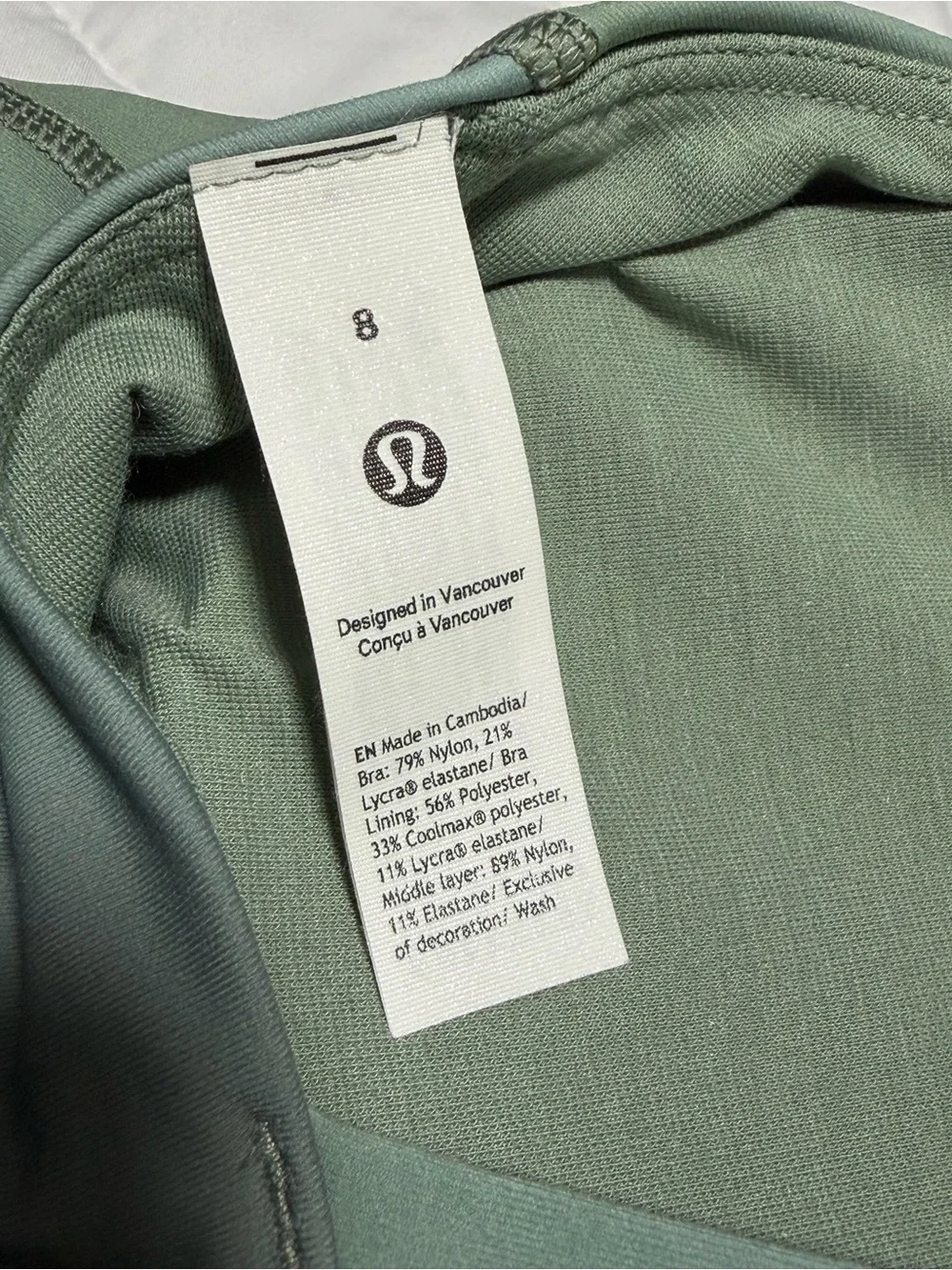 NWT Size 10 Lululemon Energy Longline Bra B–D Cups CDGM Chroma Drift Green Multi